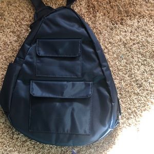 Navy Blue Sleek Nylon Backpack Shoulder Bag